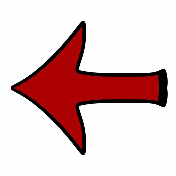 矢印アイコン スタイルは丸みを帯びた角度 集中的な赤の色 白い背景を持つフラット象徴的なシンボルです — ストック写真
