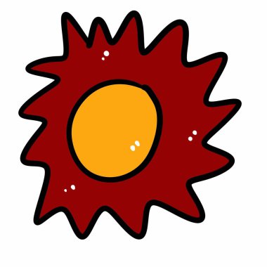 Beyaz arkaplanda güneş ya da çiçek çizgi filmi