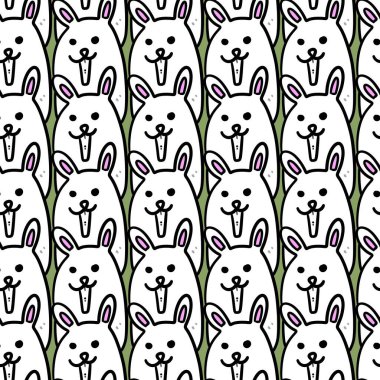 Beyaz arka planda sevimli çizgi film tavşanları 