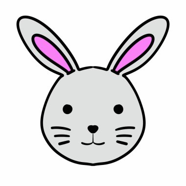 Beyaz arkaplanda tavşan kafası çizgi filmi