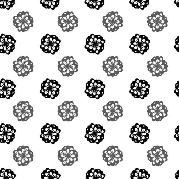 Abstraktní Černobílý Bezešvý Vzor Kruhy Květinový Tvar — Stock fotografie