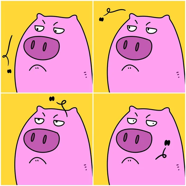 Bonito Porco Desenho Animado Conjunto Fundo — Fotografia de Stock