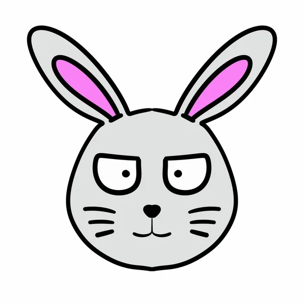ウサギの頭の漫画の白い背景 — ストック写真