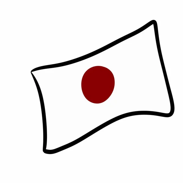 Ιαπωνικό Εικονίδιο Σημαίας Λευκό Φόντο Απεικόνιση — Φωτογραφία Αρχείου