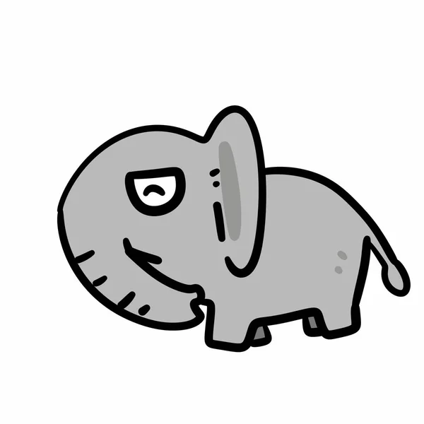 Desenho Animado Doodle Elefante Fundo Branco — Fotografia de Stock