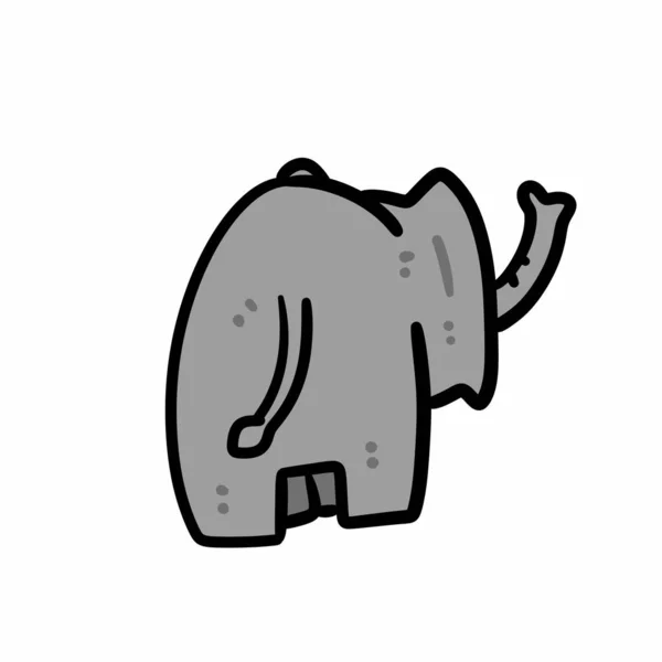 Desenho Animado Doodle Elefante Fundo Branco — Fotografia de Stock