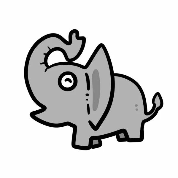 Cartoon Doodle Elephant White Background — Stock Photo, Image
