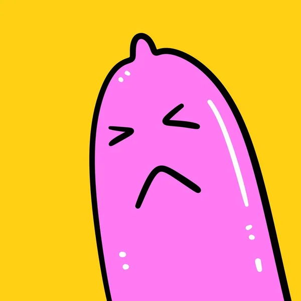 Pink Condom Cartoon Yellow Background — Stock Photo, Image