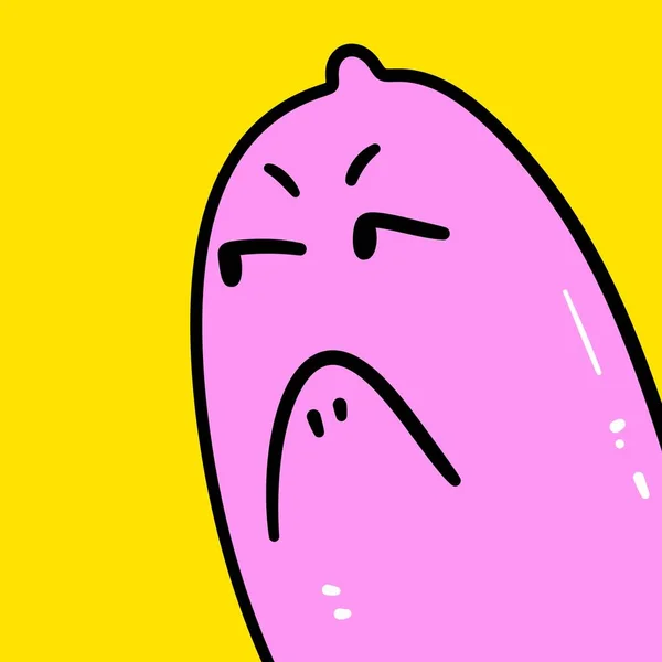 Růžový Kondom Kreslený Žlutém Pozadí — Stock fotografie