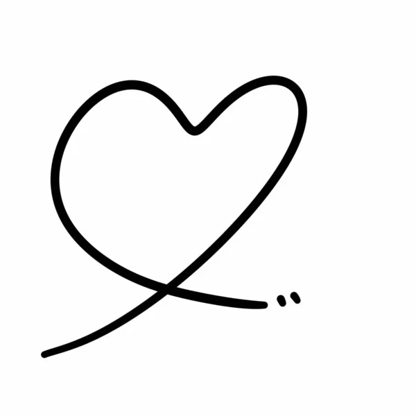 Mão Amor Coração Desenhado Doodle Ilustração Isolada — Fotografia de Stock