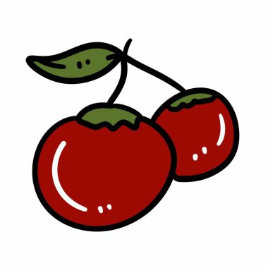 çizgi film doodle kiraz beyaz arka plan üzerinde