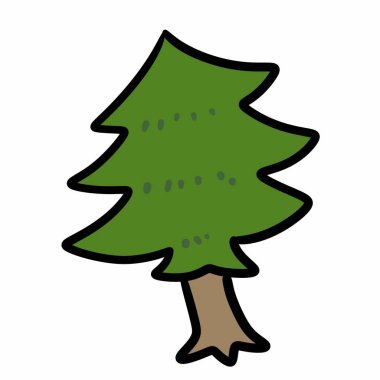 karikatür beyaz arkaplanda büyük ağaç karala