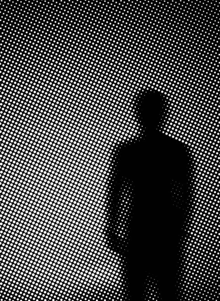 Αφηρημένη Ασπρόμαυρη Ψηφιακή Ταπετσαρία Σχήμα Ανθρώπου — Φωτογραφία Αρχείου
