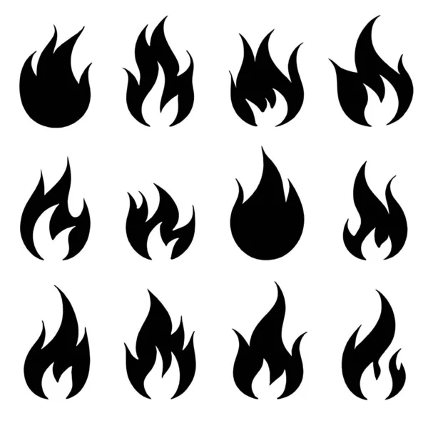 Iconos Fuego Establecidos Aislados Sobre Fondo Blanco Fuego Llama Icono —  Fotos de Stock