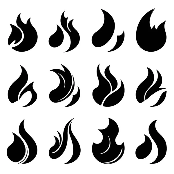 Iconos Fuego Establecidos Aislados Sobre Fondo Blanco Fuego Llama Icono —  Fotos de Stock