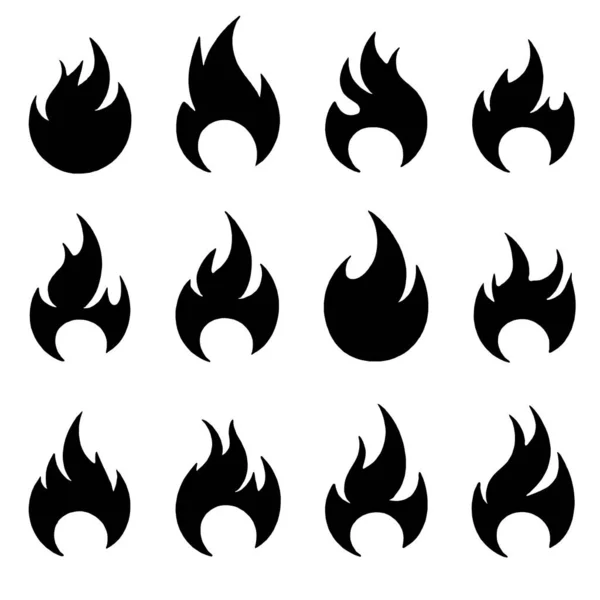 Іконки Вогню Встановлені Ізольовані Білому Тлі Значок Вогню Полум — стокове фото