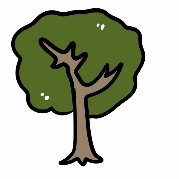 Karikatür Beyaz Arkaplanda Büyük Ağaç Karala — Stok fotoğraf