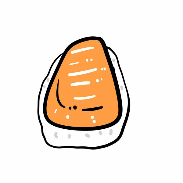 Dibujos Animados Doodle Sushi Rollos Sobre Fondo Blanco —  Fotos de Stock
