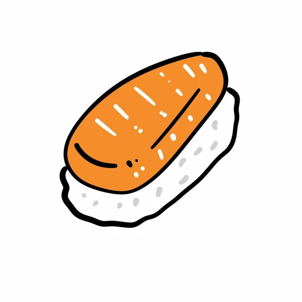 Kartun Sushi Gulung Doodle Latar Belakang Putih — Stok Foto