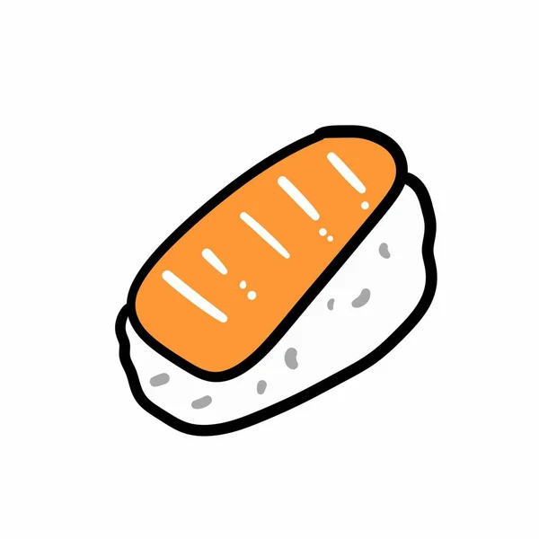 Desenhos Animados Doodle Sushi Rolos Fundo Branco — Fotografia de Stock