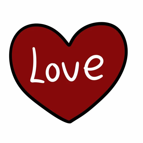 Hjerte Med Kærlighed Tekst Illustration - Stock-foto