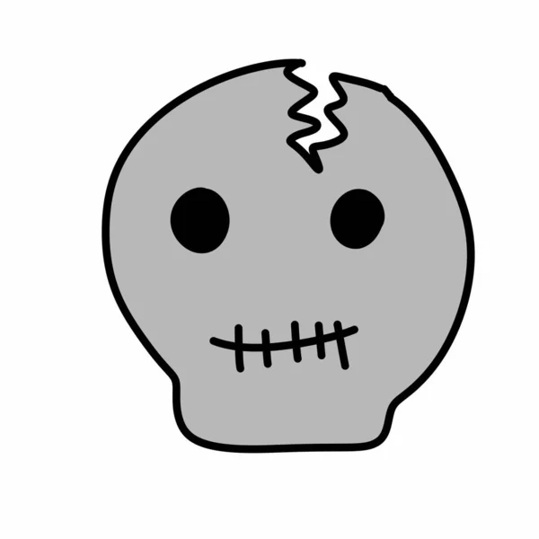 Ícone Doodle Crânio Halloween Símbolo Ilustração — Fotografia de Stock