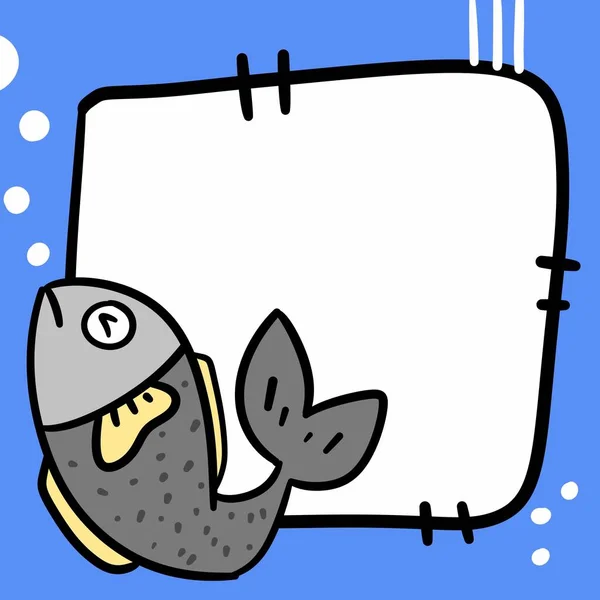 Tecknad Fisk Med Pratbubbla — Stockfoto