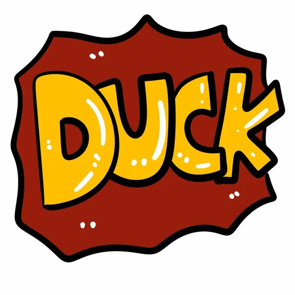 Cartoon Doodle Duck Illustrazione Testo — Foto Stock