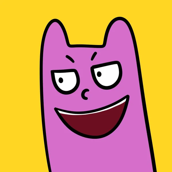 Desenho Animado Monstro Feliz Com Corpo Rosa — Fotografia de Stock