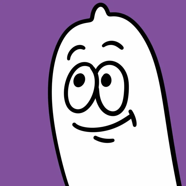 Cartoon Doodle Smiling Ghost Purple Background — Stock Photo, Image