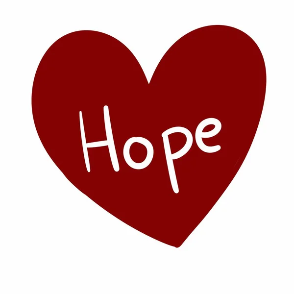 Coração Com Uma Inscrição Esperança Vermelha Fundo Vermelho — Fotografia de Stock