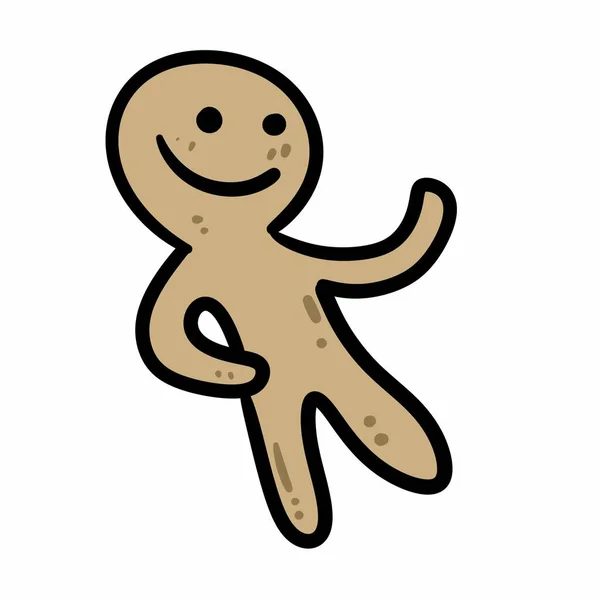 Sticker Cute Cartoon Gingerbread Man — Stock Photo, Image