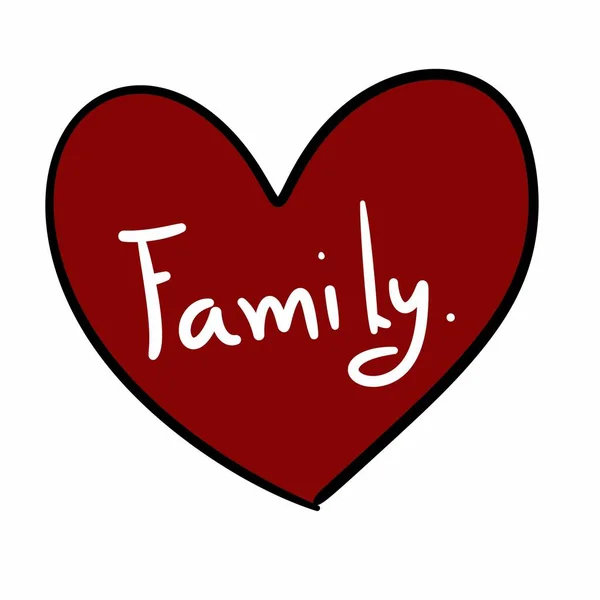 Coração Família Com Texto Sobre Fundo Branco — Fotografia de Stock
