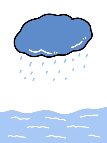 Cartoon Doodle Meer Wolken Auf Weißem Hintergrund — Stockfoto