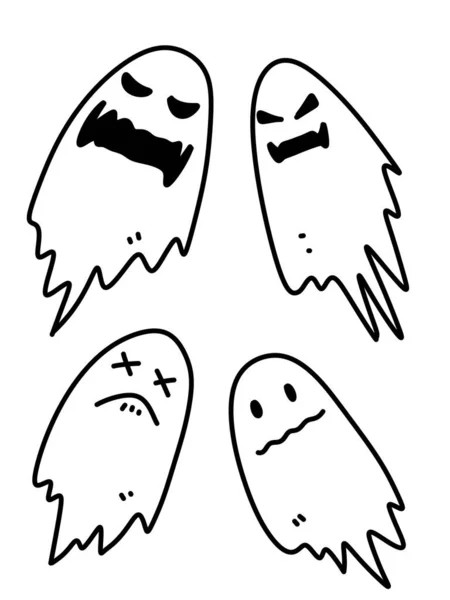 Beyaz Arkaplanda Cadılar Bayramı Hayalet Simgesi Seti — Stok fotoğraf