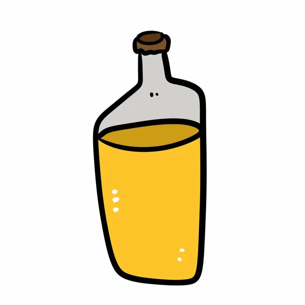 Desenho Animado Doodle Garrafa Cerveja Fundo Branco — Fotografia de Stock