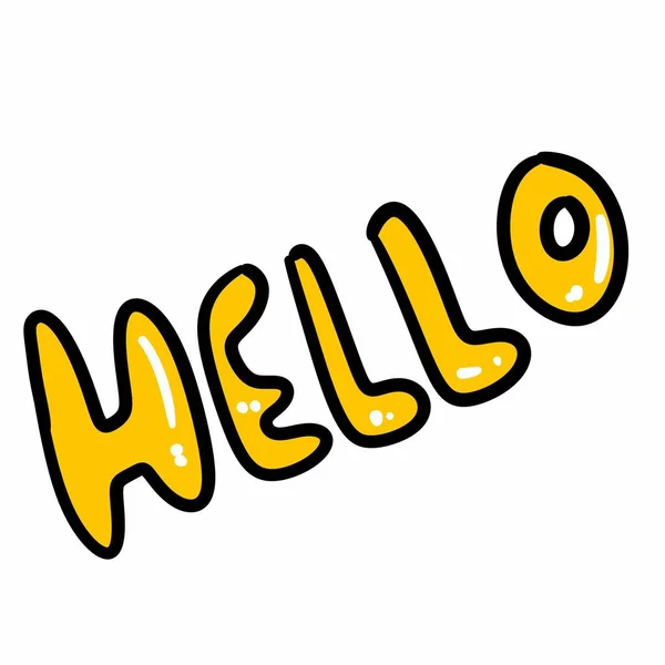 Symbol Szczęśliwego Słowa Kreskówki Tekst Hello — Zdjęcie stockowe