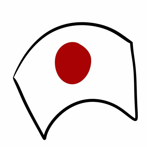Ιαπωνική Σημαία Λευκό Φόντο — Φωτογραφία Αρχείου