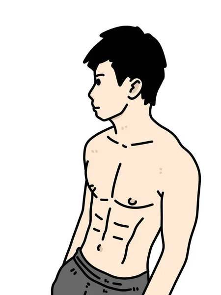 Tecknad Man Med Muskler Bakgrunden — Stockfoto