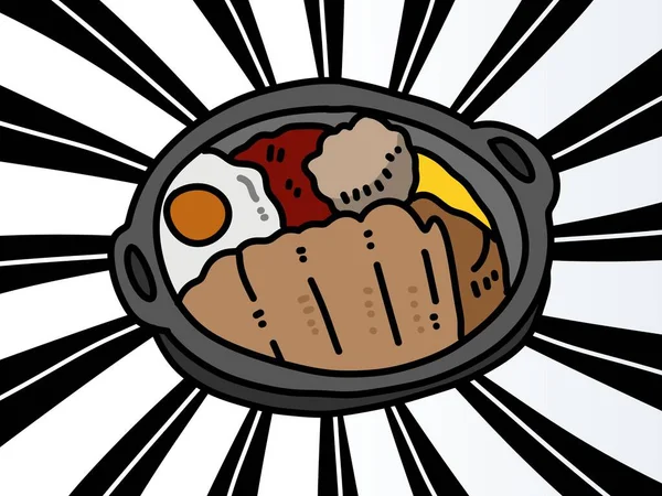 Cartoon Chicken Fried Egg Iron Plate — Stock Photo, Image
