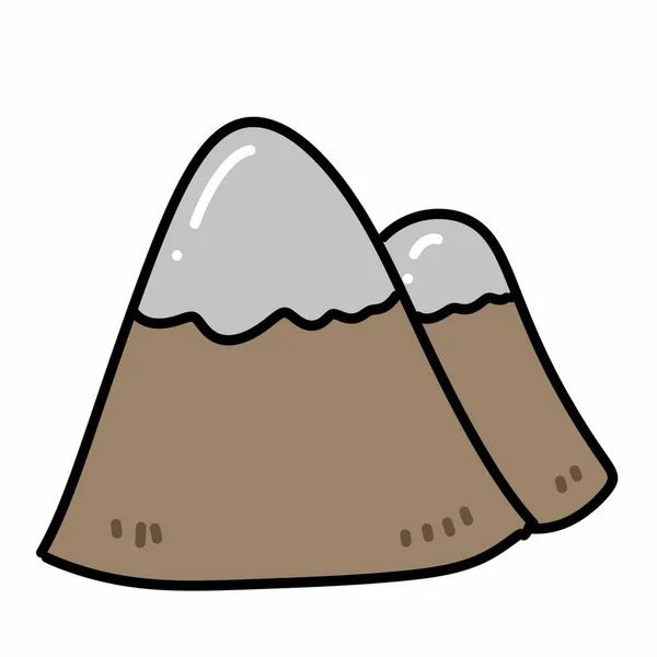 Contorno Cor Ícone Montanha Vulcão Linha Fina — Fotografia de Stock