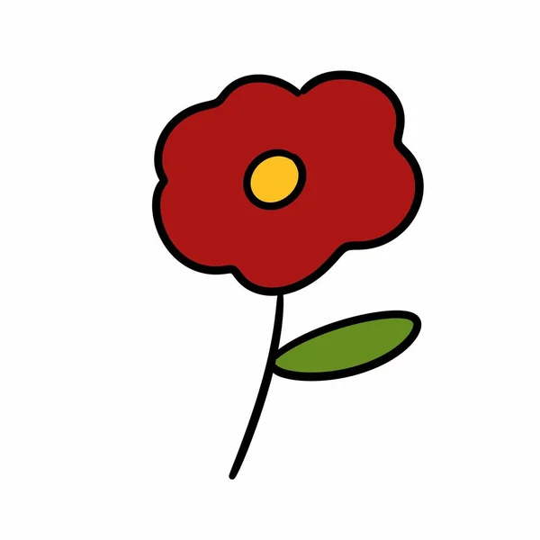 Απεικόνιση Του Καρτούν Κόκκινο Λουλούδι — Φωτογραφία Αρχείου