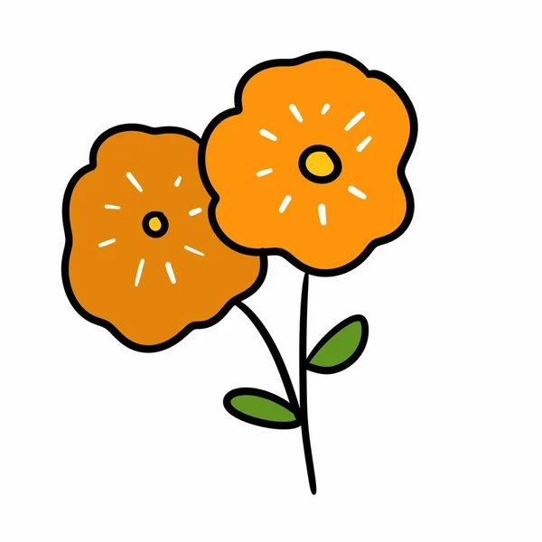 Cartoon Doodle Orange Flower Illustration — Stock Photo, Image