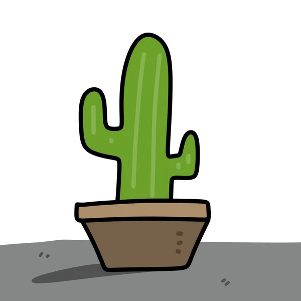 Cactus Nel Design Degli Scarabocchi Cartone Animato Disegnato Mano — Foto Stock
