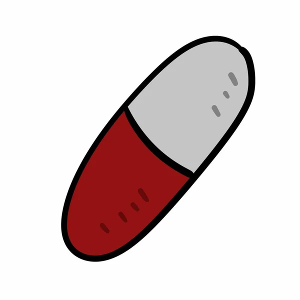 Cartoon Doodle Medizinische Pille Auf Weißem Hintergrund — Stockfoto