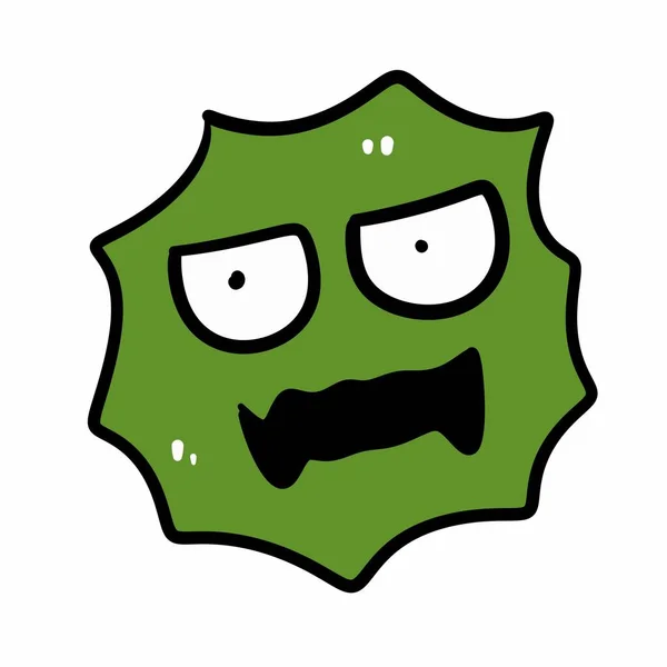 Odizolowana Ikona Zielonego Wirusa Kreskówki Ilustracja — Zdjęcie stockowe