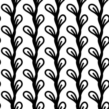 Soyut yapraklarla kusursuz desen. El çizimi dokusu.