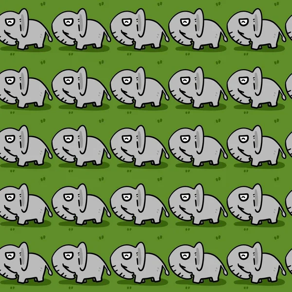 Bezproblemowy Wzór Zabawnego Słonia — Zdjęcie stockowe
