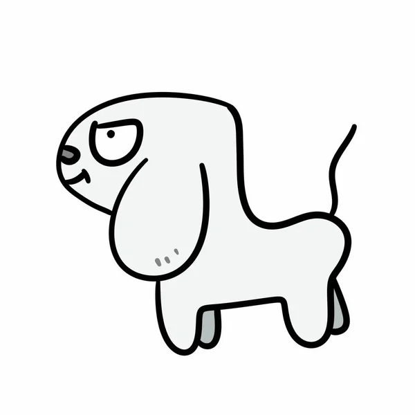 Freehand Çekilmiş Siyah Beyaz Karikatür Köpek — Stok fotoğraf