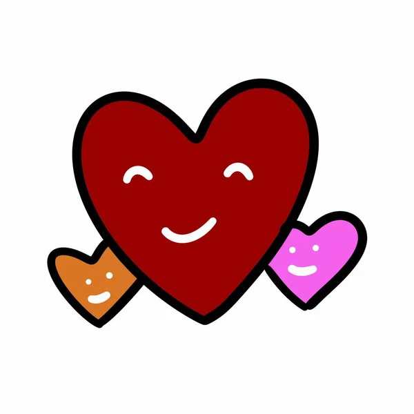 Fijne Valentijnsdag Twee Harten Een Hartvorm Vlakke Stijl Illustratie — Stockfoto